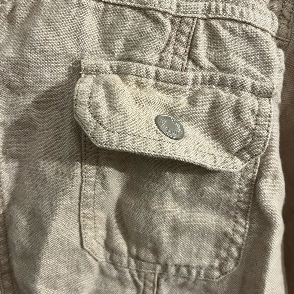J. Jill Snap Button Front 100% Linen Jacket Women's LT Beige Lightweight Layer - Picture 3 of 7